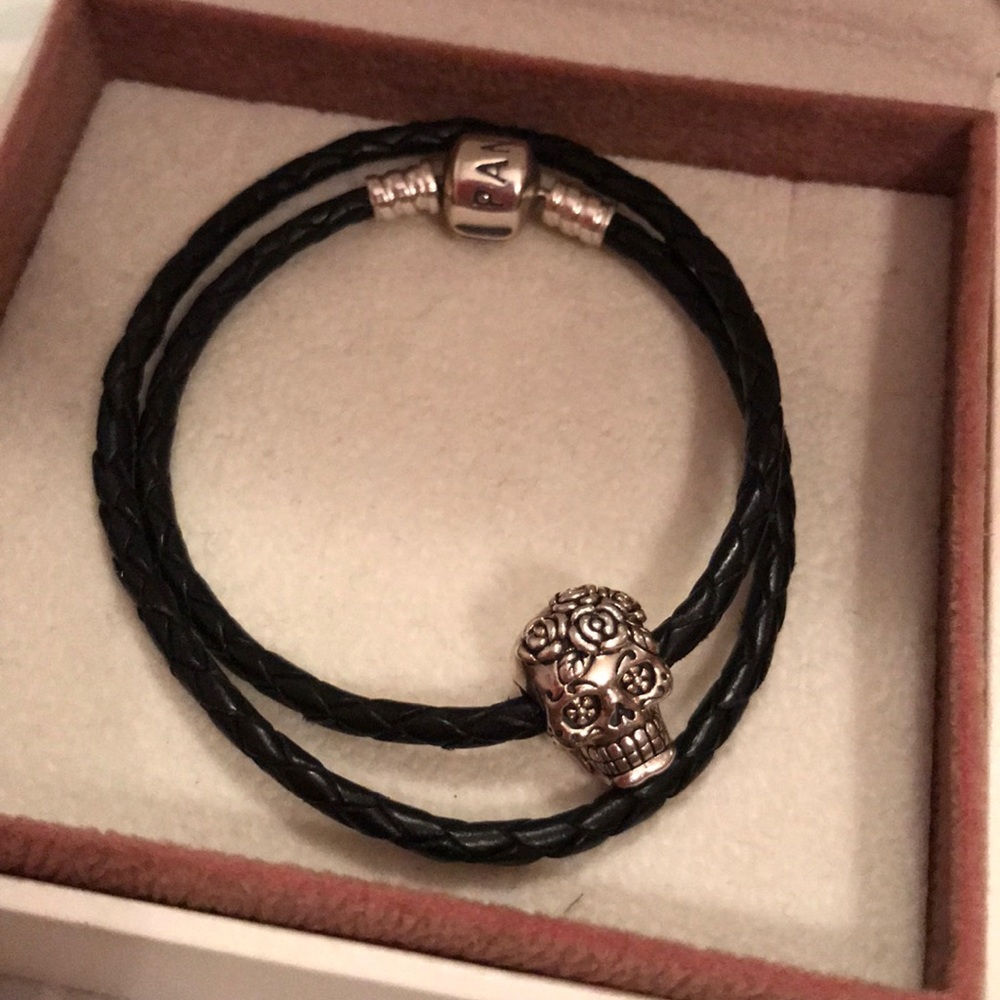 Pandora Leather Wrap Bracelet w/charm